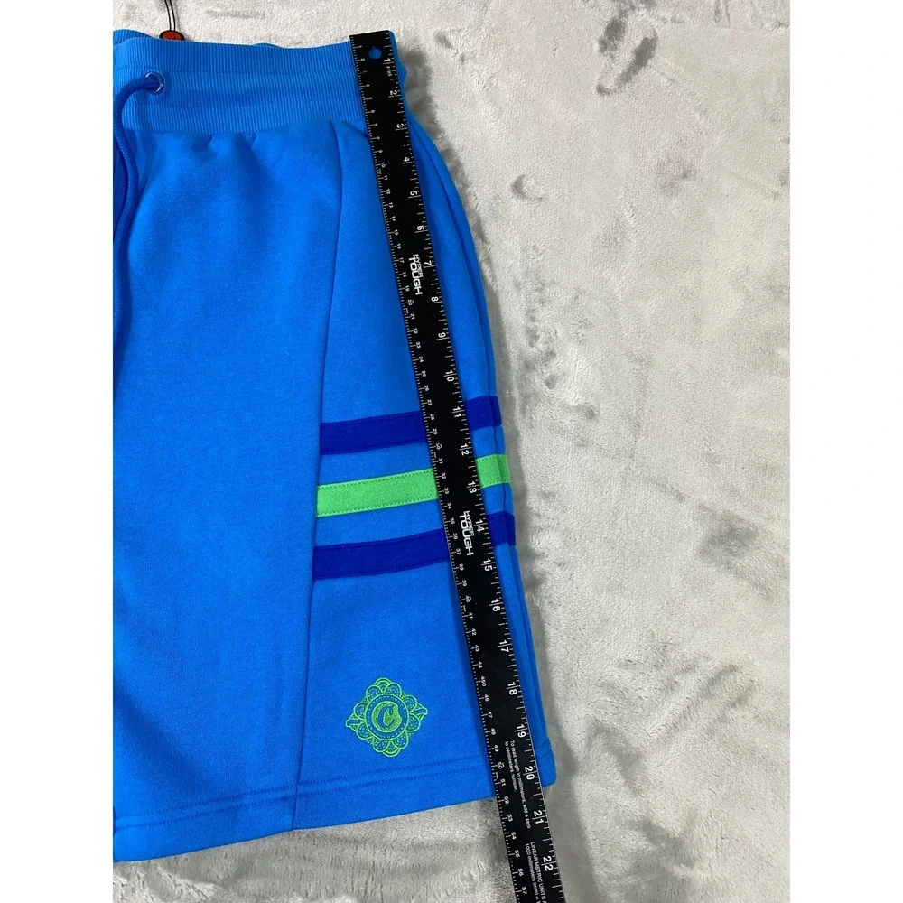 Cookies Fleece Shorts Mens Small Blue Striped Zipper Pockets Streetwear NEW